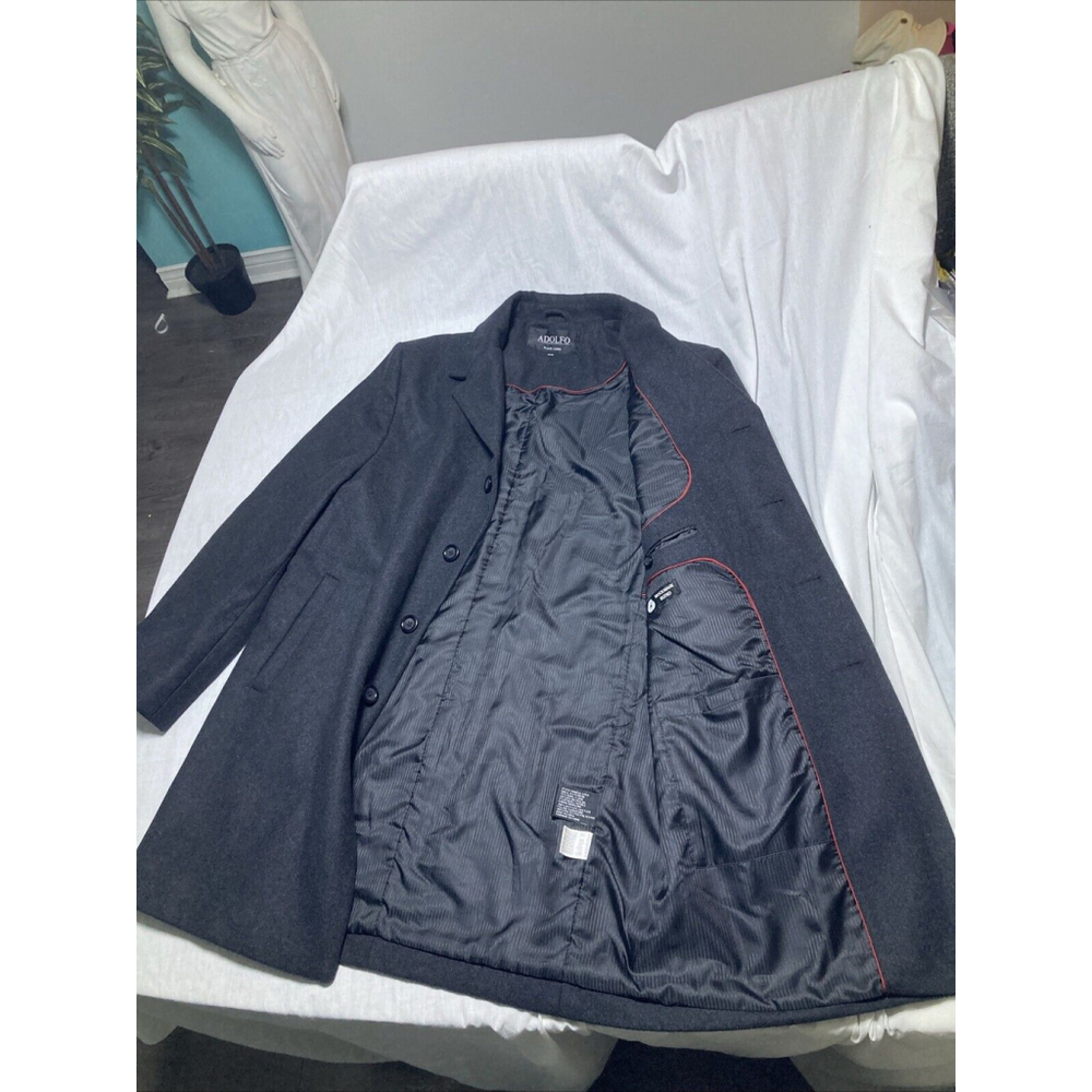 Adolfo Black Lable XL Wool Mens Jacket Long Business Overcoat Stylish Modern 🔥